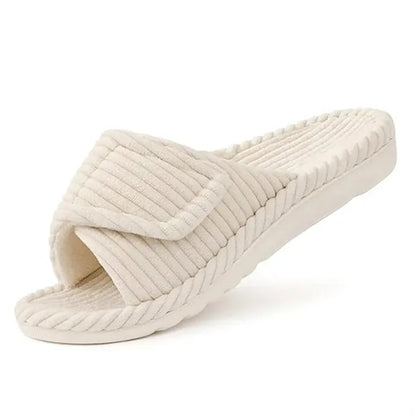 Corduroy Adjustable Strap House Slippers w/ Arch Support