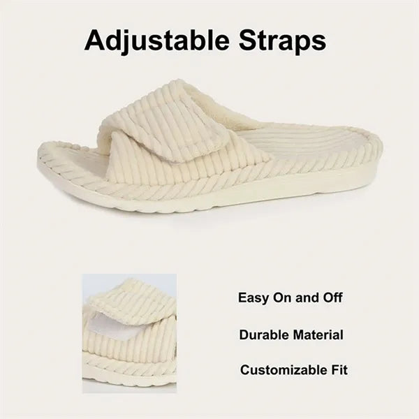 Corduroy Adjustable Strap House Slippers w/ Arch Support