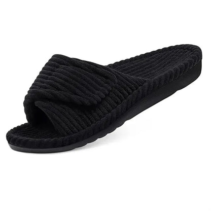 Corduroy Adjustable Strap House Slippers w/ Arch Support
