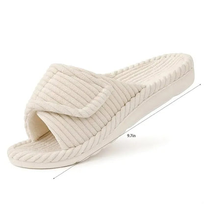Corduroy Adjustable Strap House Slippers w/ Arch Support