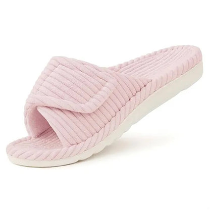Corduroy Adjustable Strap House Slippers w/ Arch Support