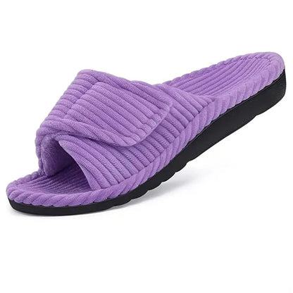 Corduroy Adjustable Strap House Slippers w/ Arch Support