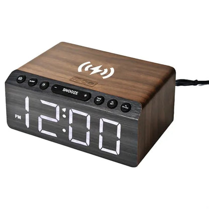 LED Display Wireless Charging Alarm Clock Radio