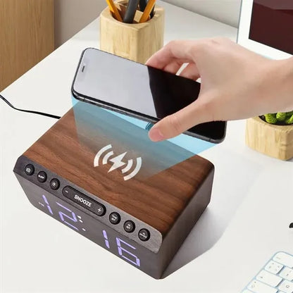 LED Display Wireless Charging Alarm Clock Radio