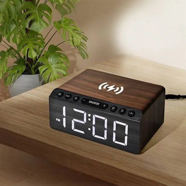 LED Display Wireless Charging Alarm Clock Radio