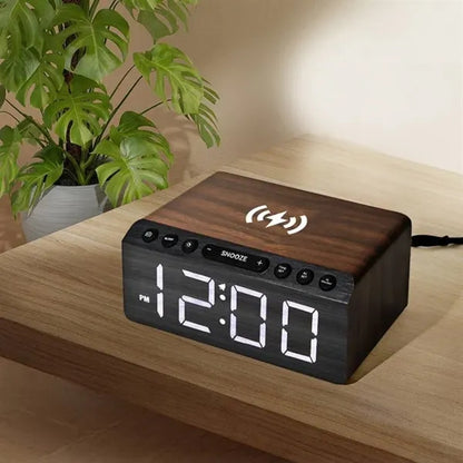 LED Display Wireless Charging Alarm Clock Radio