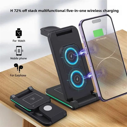 5 In 1 Foldable Wireless Charger Phone Stand