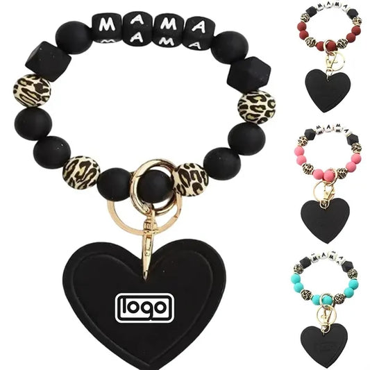 Silicone Beaded Bracelet Keychain