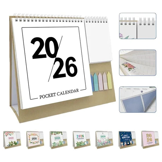 2026 Desk Calendar with Sticky Notes