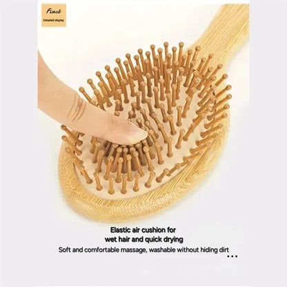 Bamboo Hairbrush and Comb Set