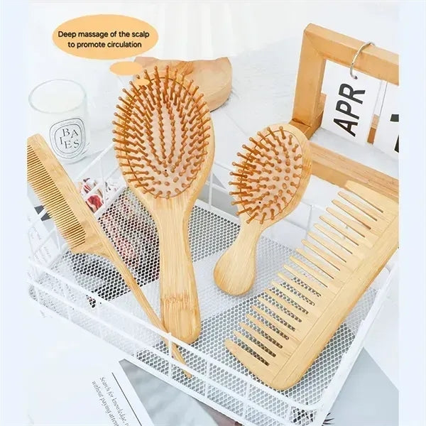 Bamboo Hairbrush and Comb Set