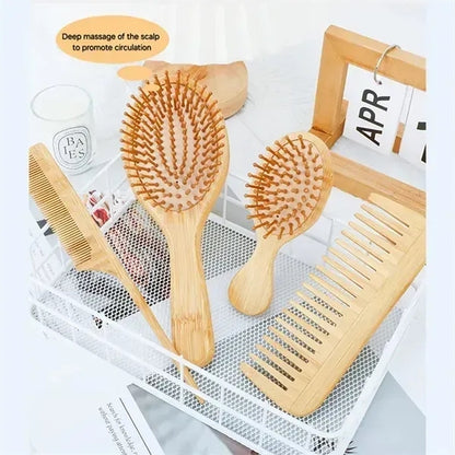 Bamboo Hairbrush and Comb Set