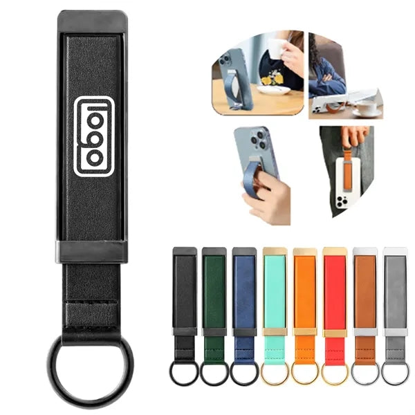 Universal PU Leather Phone Ring Strap Stand Holder