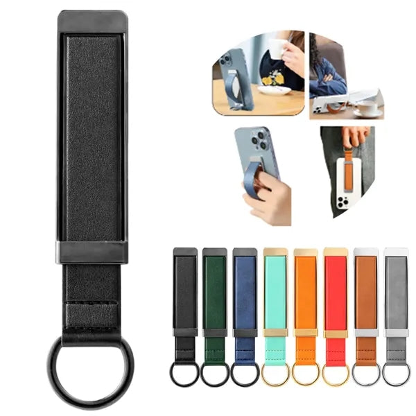 Universal PU Leather Phone Ring Strap Stand Holder