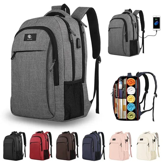 Computer Laptop Backpack with USB Port and Trolley Sleeve