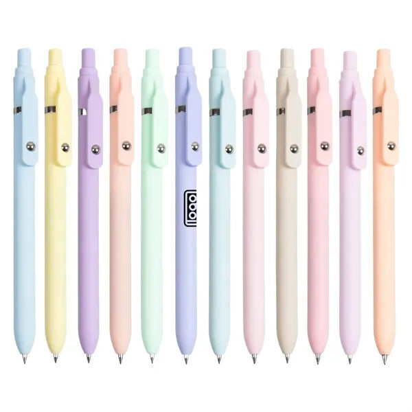 Plastic Macaron Retractable Ballpoint Pen W/ Rollerball Clip