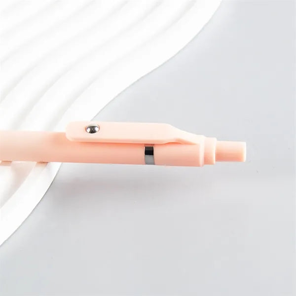 Plastic Macaron Retractable Ballpoint Pen W/ Rollerball Clip
