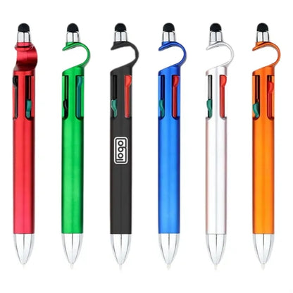 4 Color Stylus Ballpoint Pen W/ Phone Holder