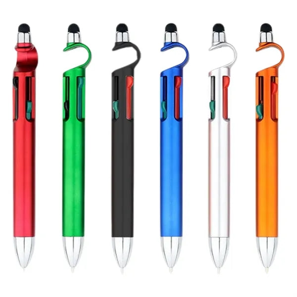 4 Color Stylus Ballpoint Pen W/ Phone Holder