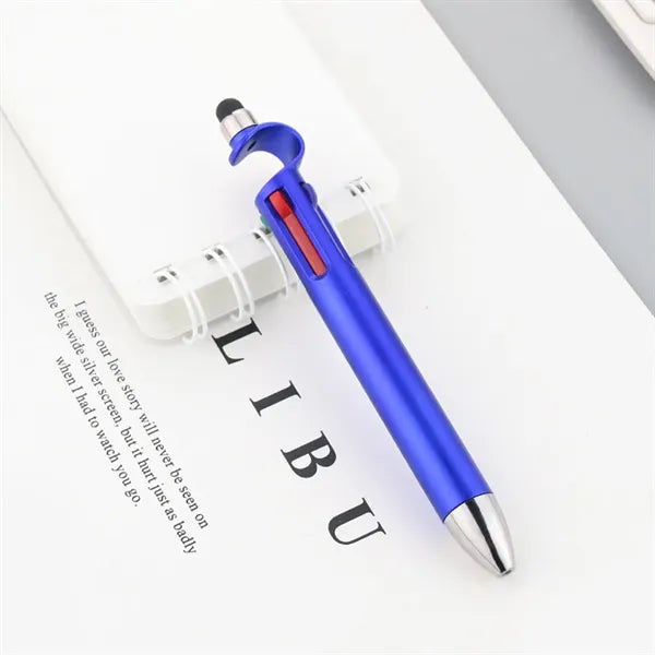 4 Color Stylus Ballpoint Pen W/ Phone Holder