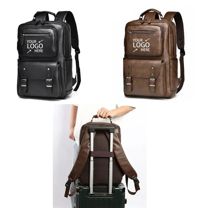 Fashion Vintage Leather Business Laptop Backpack For Men