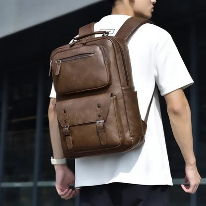 Fashion Vintage Leather Business Laptop Backpack For Men