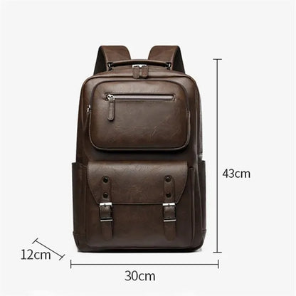 Fashion Vintage Leather Business Laptop Backpack For Men