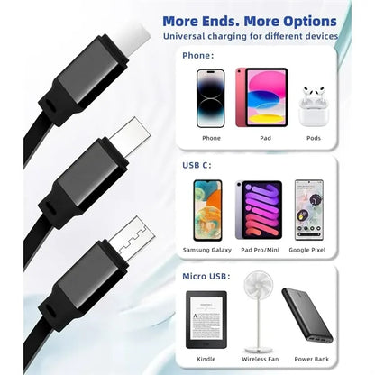 Customized Promotional Gift 3 In 1 USB Fast Charging Cable