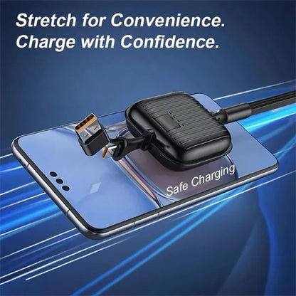 Retractable 3 in 2 Fast Charging Cables For Mobile Phones