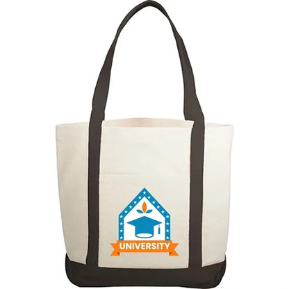 10 oz Cotton Canvas Boat Tote Bag - 12.25"W x14.75"H x 5"D x