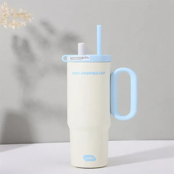 750ml Double Wall Vacuum Tumbler With Straw And Handle