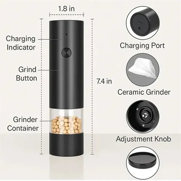 Rechargeable Electric Salt And Pepper Grinder Mill LED Light