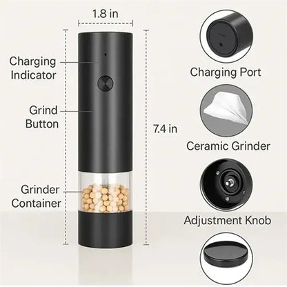 Rechargeable Electric Salt And Pepper Grinder Mill LED Light
