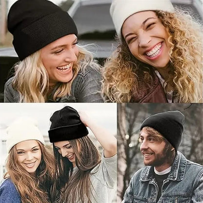 Satin Lined Knit Beanie Soft Warm Slouchy Winter Skull Cap