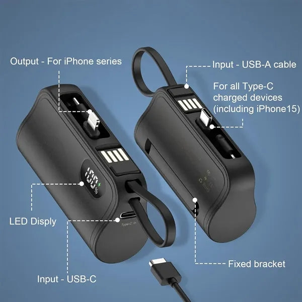 10000mAh Mini Portable Charger Power Bank - LCD Display