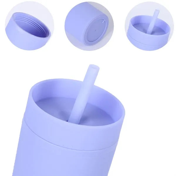 Double Layer Plastic Straw Insulated Mug