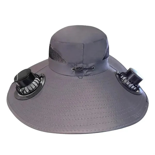 Solar Rechargeable Fishing Hat With Dual Fan