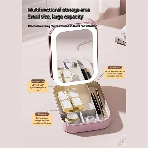Travel Makeup Bag with LED Mirror