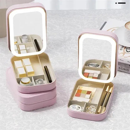 Travel Makeup Bag with LED Mirror