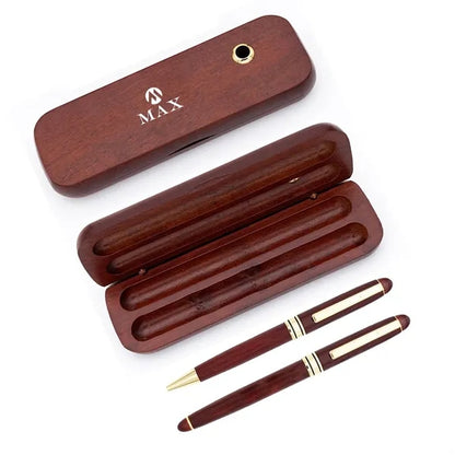 Red bamboo wooden box unisex jewel business signature pen