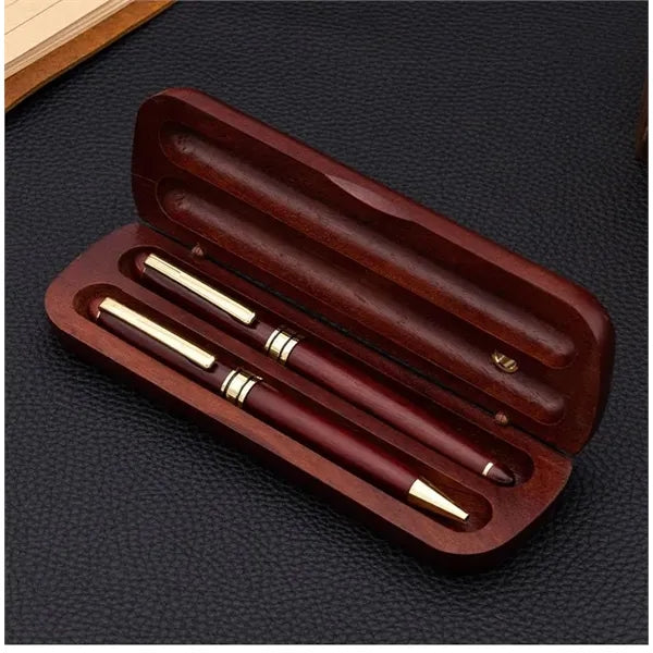 Red bamboo wooden box unisex jewel business signature pen