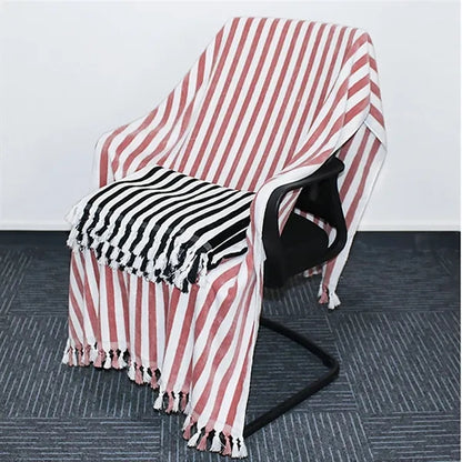 Cotton tassel shawl striped bath towel
