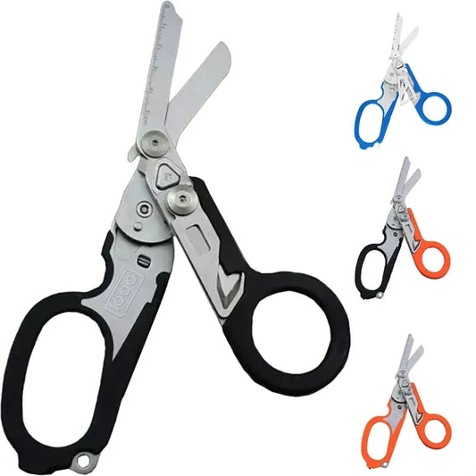 6 in 1 Stainless Steel Folding Scissors for Outdoor Survival