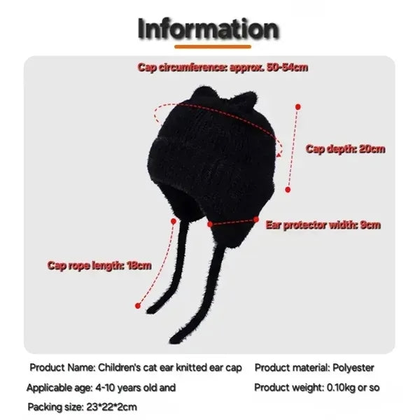 Knitted Cat Ear Winter Beanie for Kids