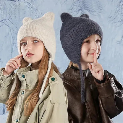 Knitted Cat Ear Winter Beanie for Kids