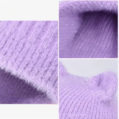 Knitted Cat Ear Winter Beanie for Kids