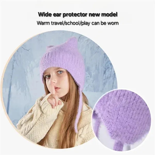 Knitted Cat Ear Winter Beanie for Kids
