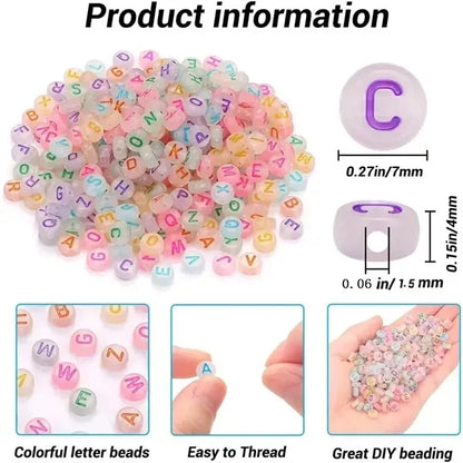 Glow in The Dark Acrylic Letter Beads