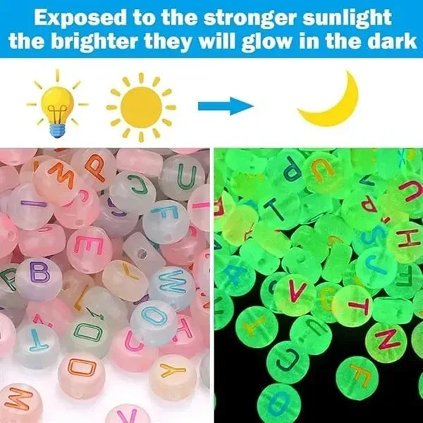 Glow in The Dark Acrylic Letter Beads