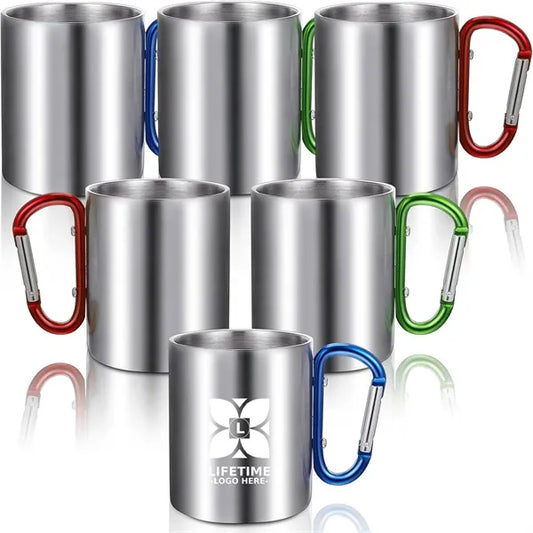 Double Wall Stainless Steel Camping Mug With Carabiner